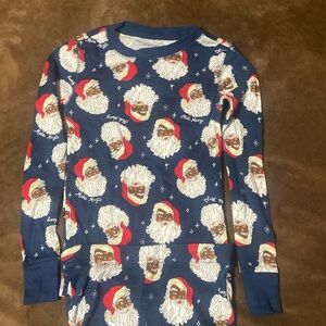 Old Navy boys size 8 navy two piece Christmas pajamas Santa Clause